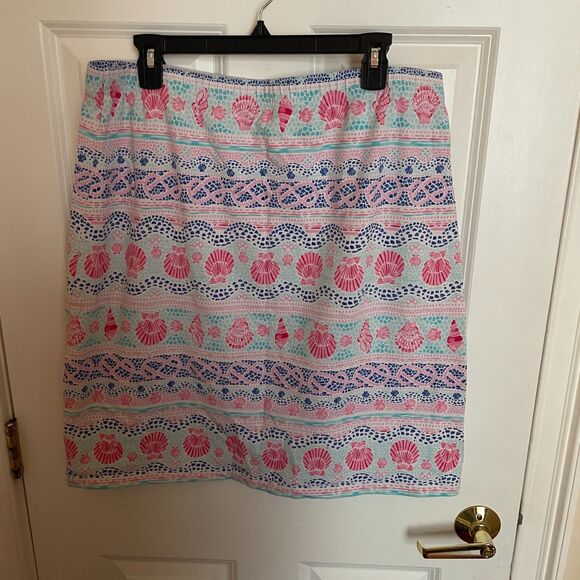 Talbots Cotton Skirt XL Printed Seashell Preppy Pickleball Travel Resort - Picture 4 of 8